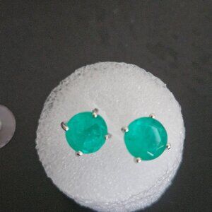 emeraldine quartz stud earring in platinum over sterling silver 4.65ctw